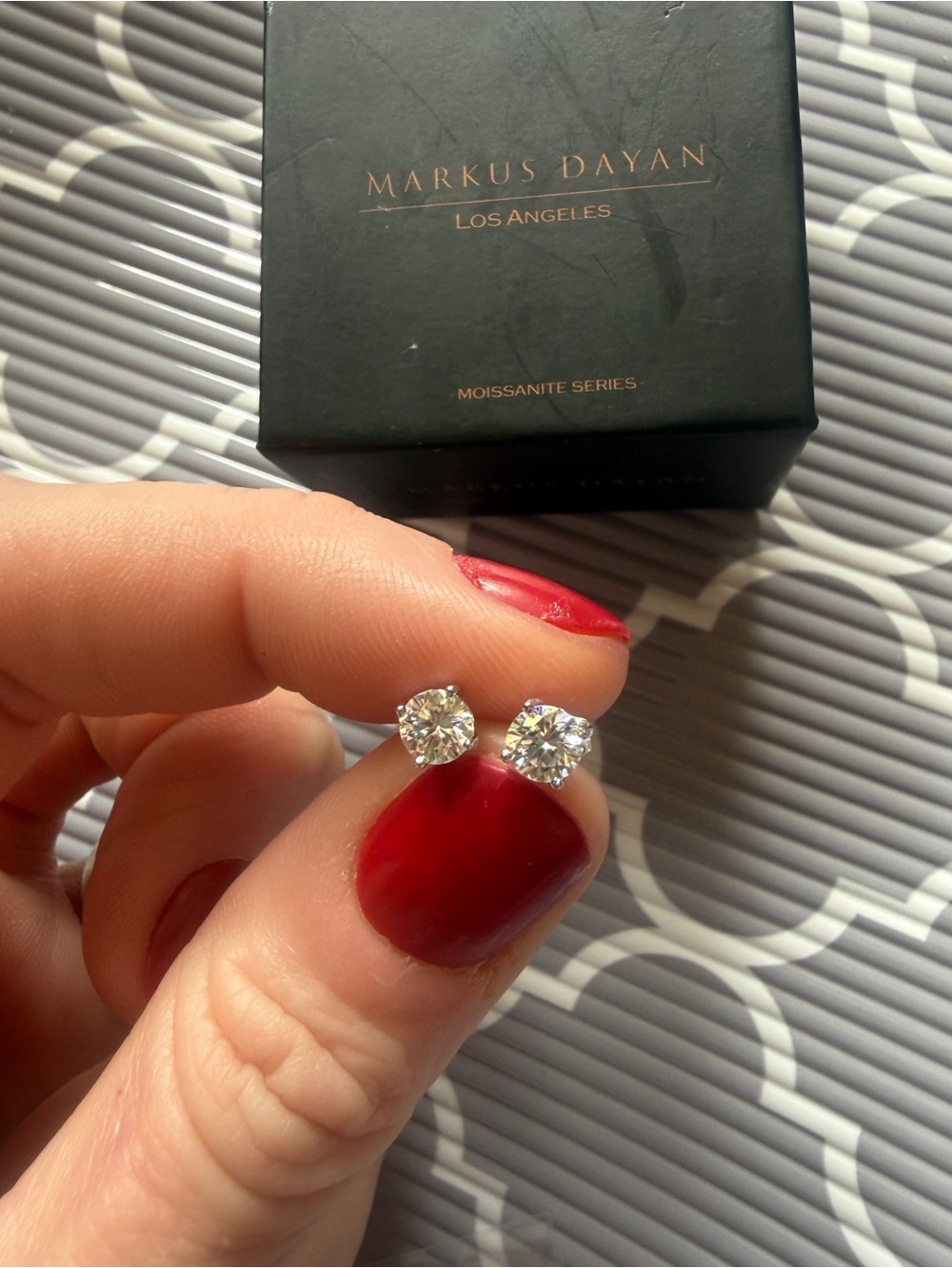 5mm Moissanite Solitaire Stud Earrings,
Sterling Silver & White Gold Plating NIB